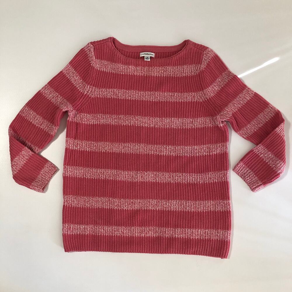 Croft & Barrow Women’s Sweater Knit L/S Pink Stripes Sz M